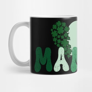 "MAMA" St. Patrick's Day Retro Shamrock Heart Mug